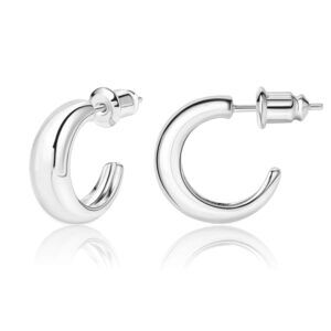 Small Silver Hoops Earrings | Hypoallergenic Small Silver Post Half